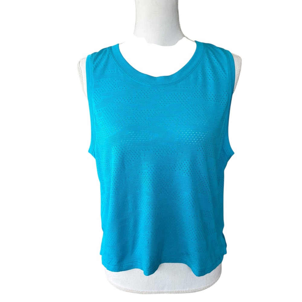 Lululemon Swiftly Relaxed Muscle Tank Top Turquoise Blue Mesh‎ Venting Size 8